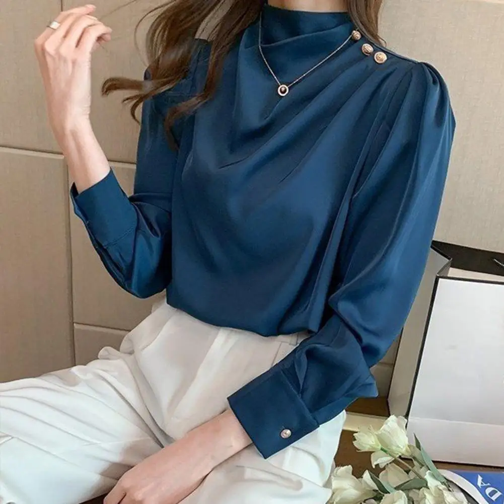 

Polyester Fashion Loose Long Sleeve Women Pullover Top Soft Women Top Lightweight for Work