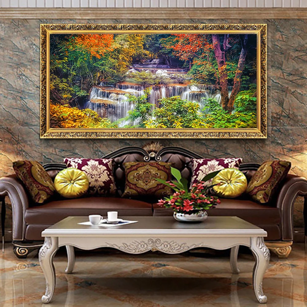 

Waterfall Forest Landscape Art Canvas Painting Scenery Picture Poster and Prints Living Room Bedroom Art Wall Home Decoration