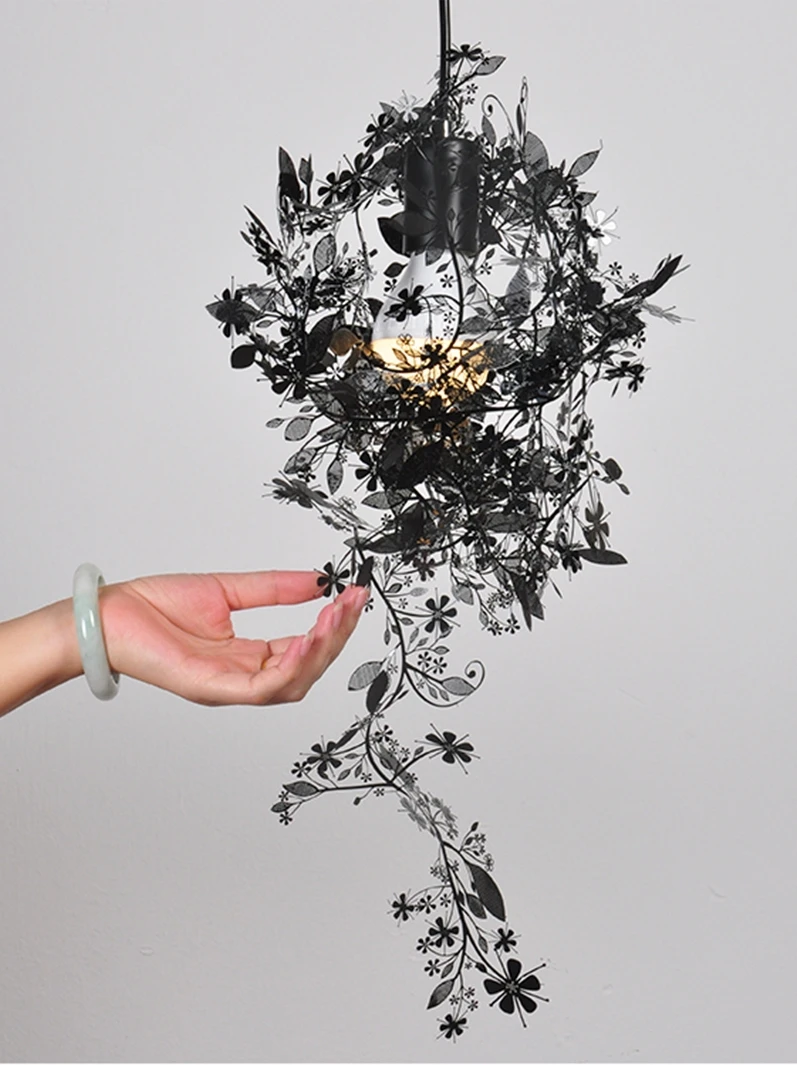 

Modern Restaurant Decoration Personality Chandelier Bedroom Study Aisle Handmade Creative Stainless Steel Blade Flower Lamp