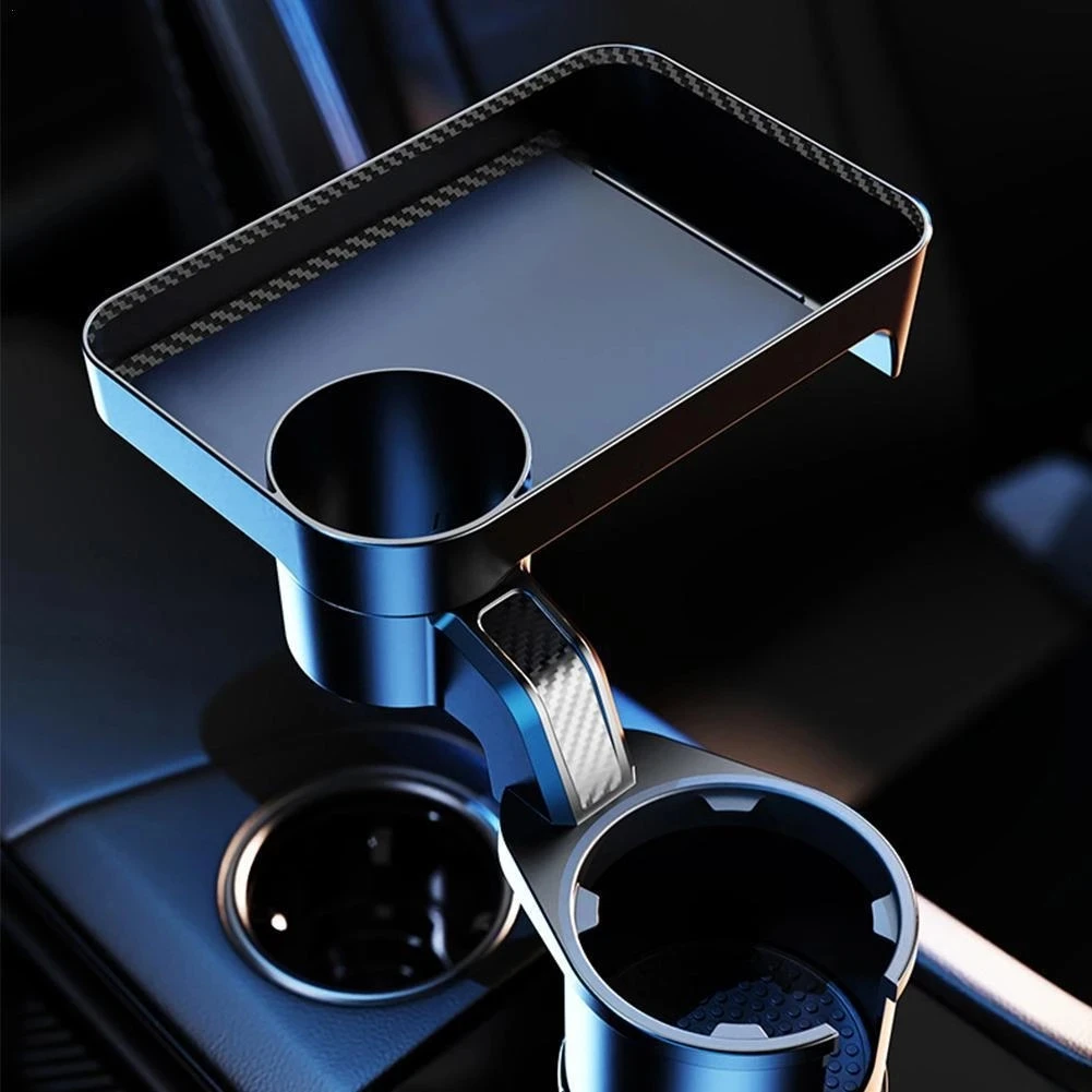 

Multifunctional Car Cup Holder with Attachable Tray 360° Swivel Adjustable Car Food Eating Tray Table for Cup Holders Expander