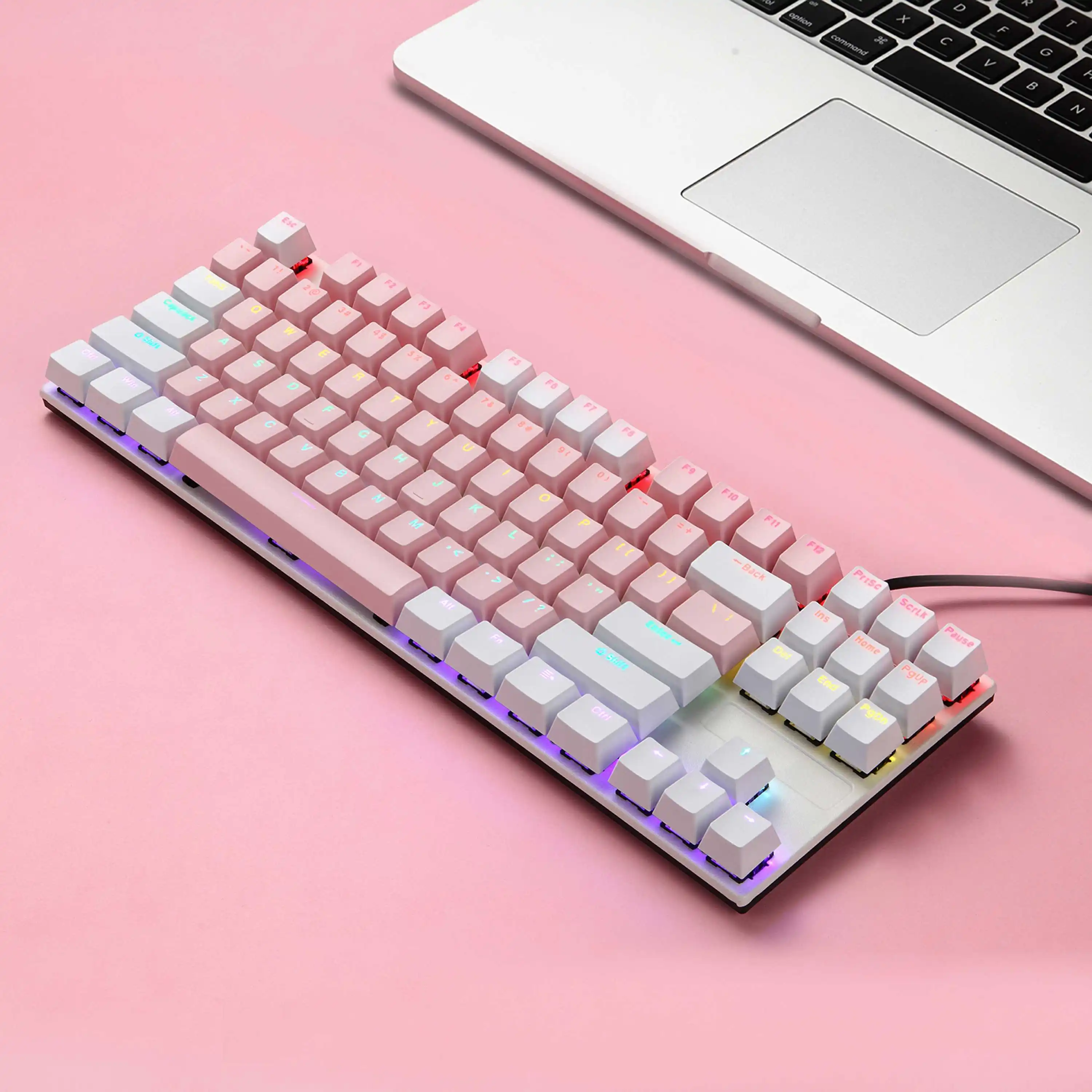 

KY400 Gaming Mechanical Keyboard 87 Keys Keycaps RGB Type-C Wired Gaming Keyboard Ergonomics Gamer Keyboard for Game Laptop PC