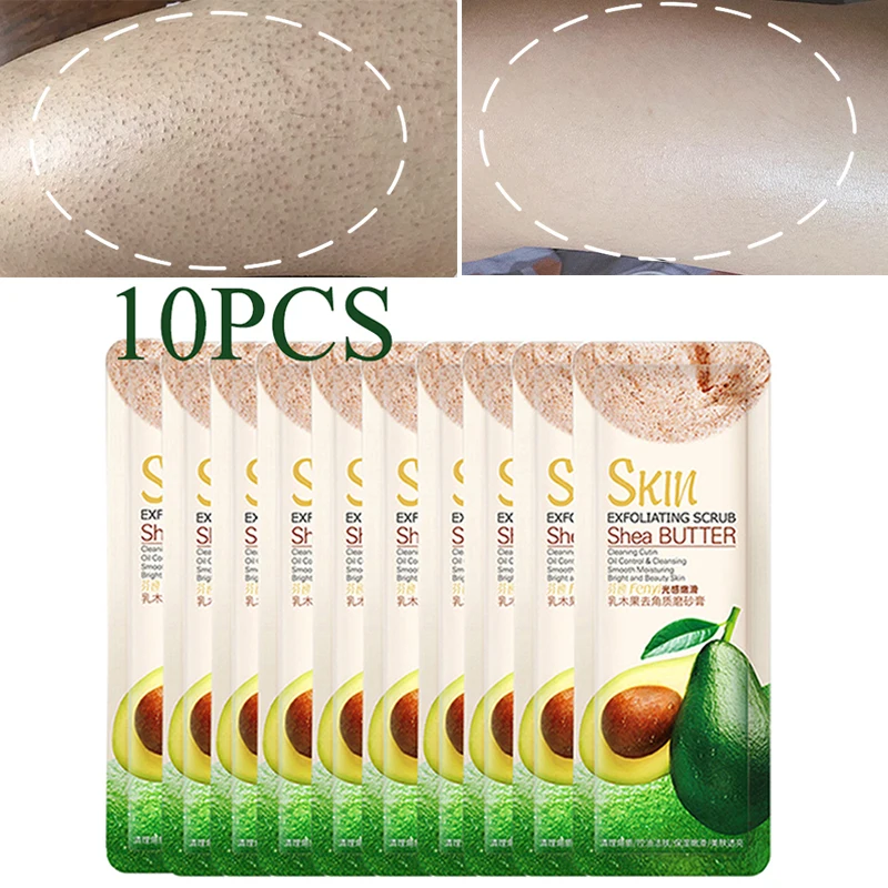 Avocado Scrubs Cream Exfoliating Remove Chicken Skin Soften Cutin Anti-Aging Pore Cleaning Whitening Keep Smooth Body Care 10PCS