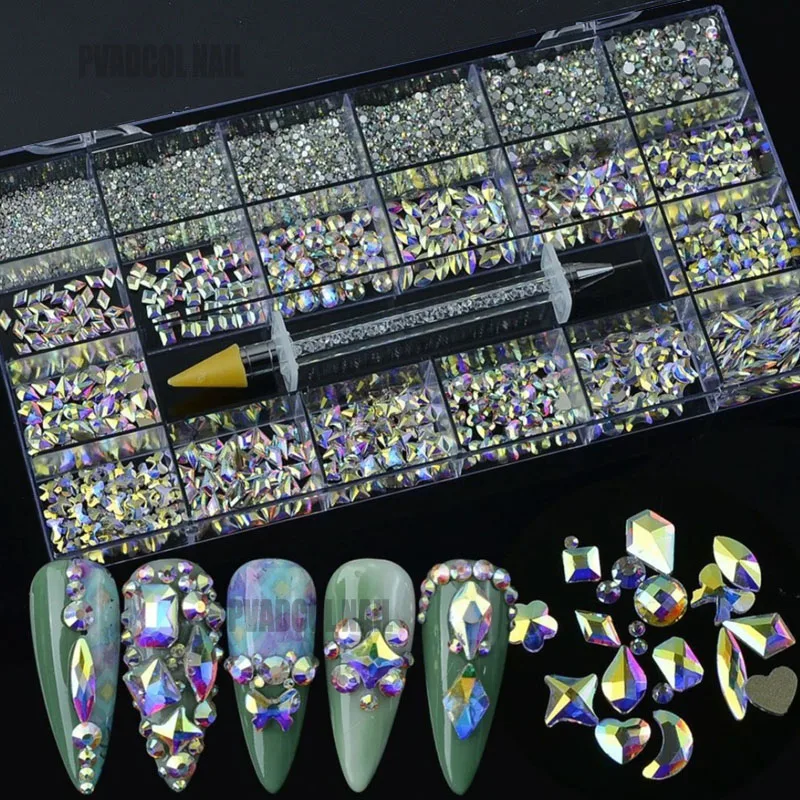 Красные кристаллы для дизайна ногтей украшения маникюра 3D акриловые блестки