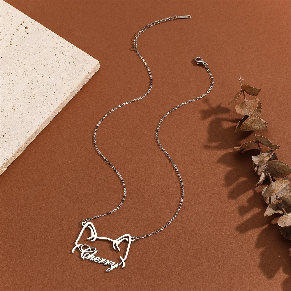 Ожерелье из нержавеющей стали на заказ собака Шиба-ину имя домашнего животного