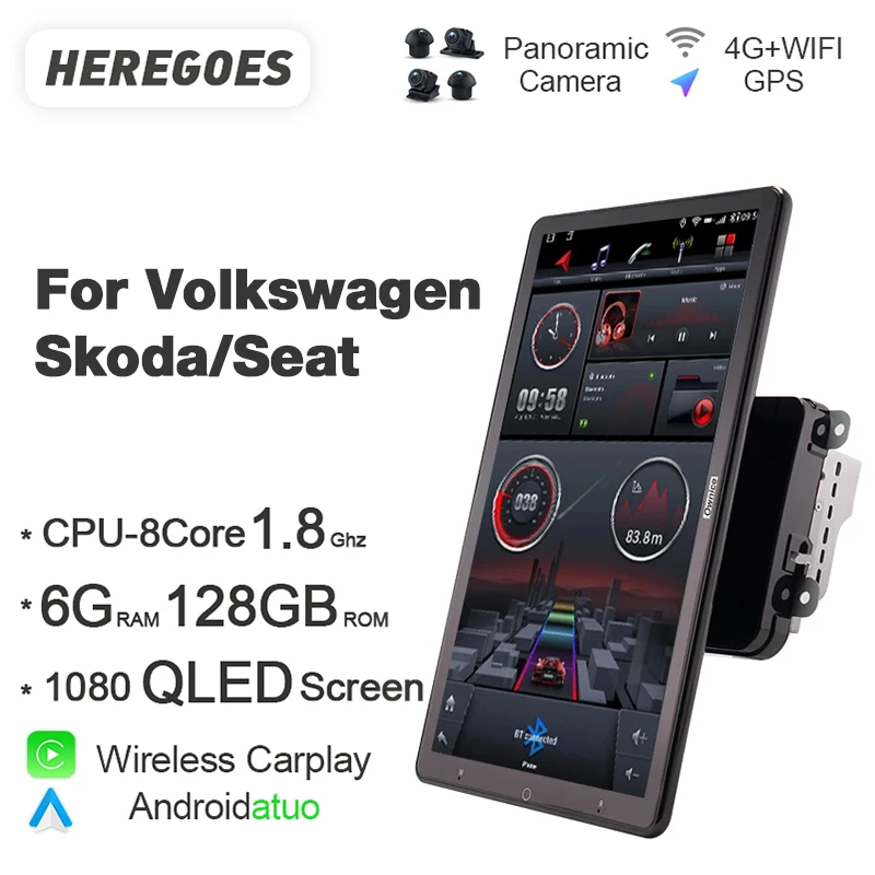 QLED-радиоприемник диагональю 13 дюймов 2 din Bluetooth GPS Wi-Fi для Volkswagen Skoda Octavia Golf Touran Passat