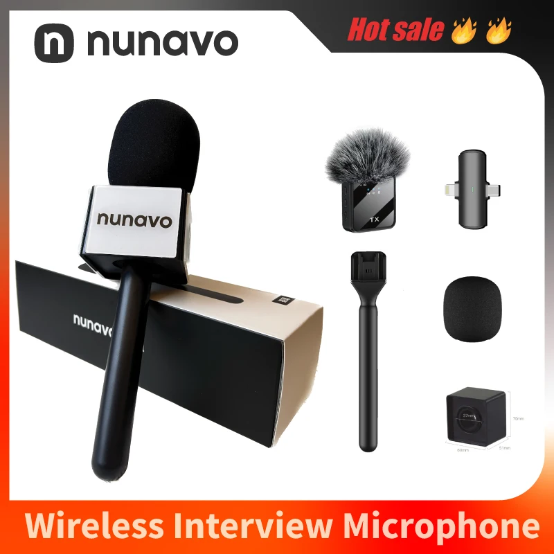 Фото Беспроводной микрофон NUNAVO Interview, профессиональный микрофон, микрофон с ручкой, портативный микрофон для смартфона iphone №1