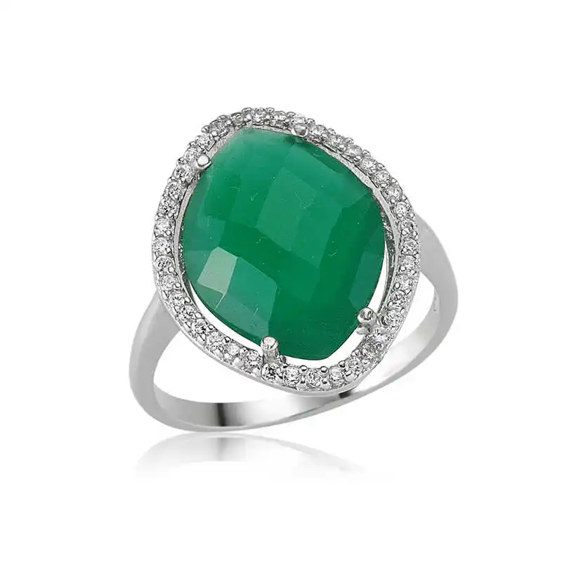 

Tevuli 925 пробы серебро зеленого кубического циркония Для женщин кольцо