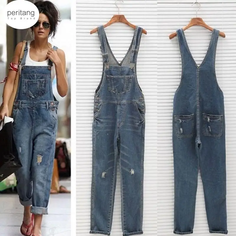 

Fashion Women Denim Jumpsuit Ladies Spring Fashion Loose Jeans Rompers Female Casual Overall Playsuit With Pocket 9584