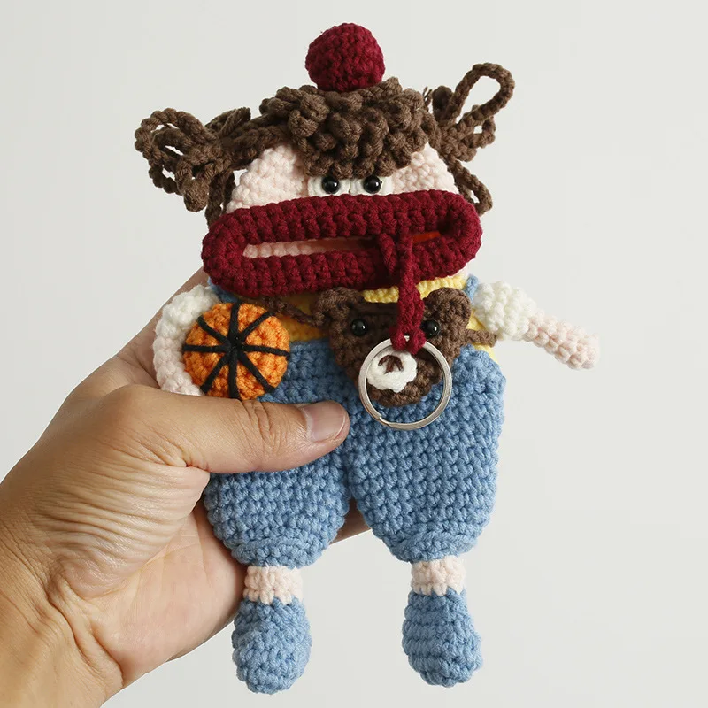 Милая искусственная кукла для рукоделия вязаная сумка хранения наушников