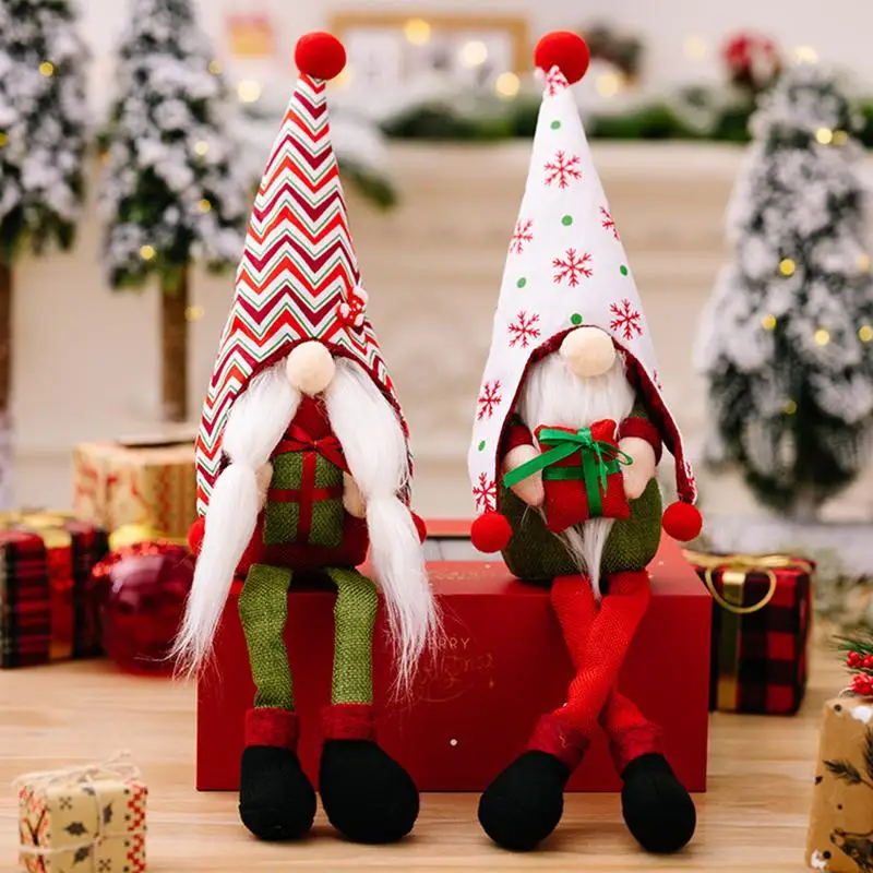 Christmas Gnomes Plush Christmas Gnome Tree Topper Scandinavian Gnomes Ornaments Handmade Faceless Doll Holiday Gnomes For Home