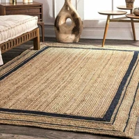 jute rug square shape 100 handmade braided 2x2 feet modern rustic look rug carpets for bed room
