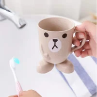 cartoon children toothbrush cup cute bear mouthwash wheat straw wash anti fall tooth cylinder cup travel bathroom accessories