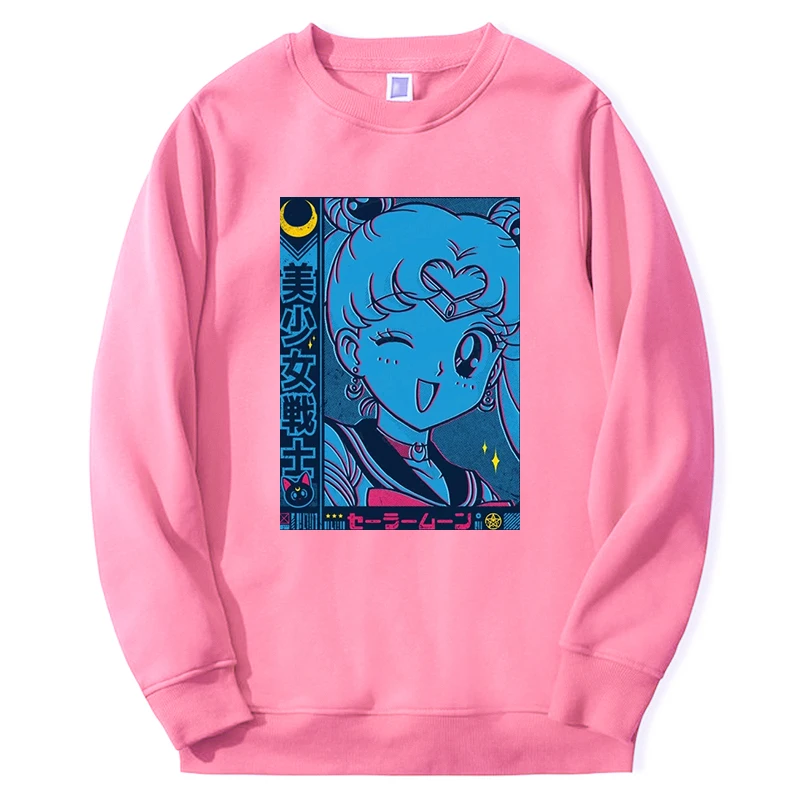 

Свитшот Сейлор с Луной для мужчин и женщин, Мужской свитшот с рисунком аниме для девушек, спортивная одежда оверсайз в стиле хип-хоп с круглы...