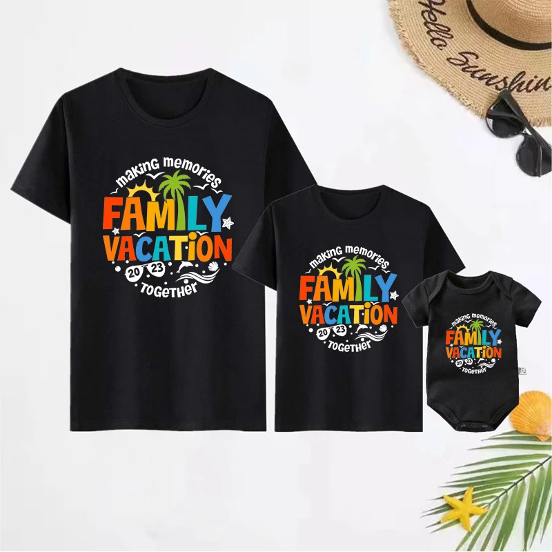 New Family Vacation 2023 Shirts Making Memories Together Family Matching Outfits Summer Dad Mom Kids Baby Beach Trip Tshirts