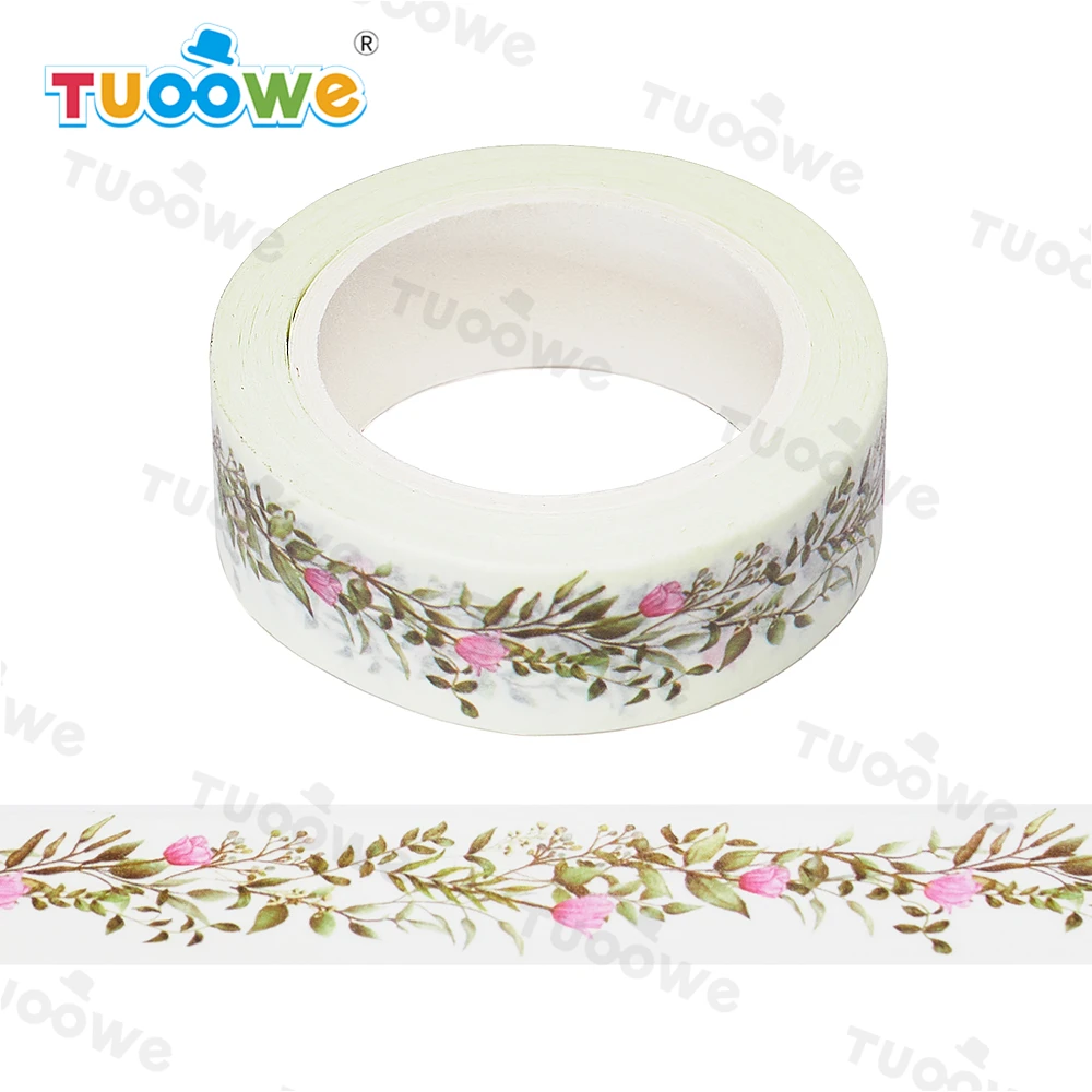 

2022 NEW 1PC 15mm x 10m Floral Hand Drawing Seamless Scrapbook Paper Masking Adhesive Washi Tape washi tape set designer mask