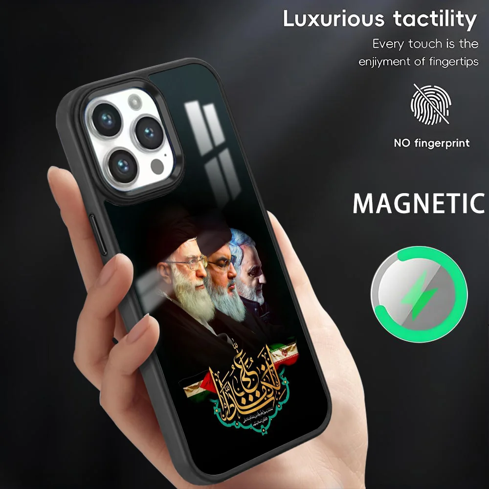 Ливанский чехол для телефона Hassan Nasrallah iPhone 16 15 14 13 12 11 Pro Max Plus мини-магнитный Magsafe с