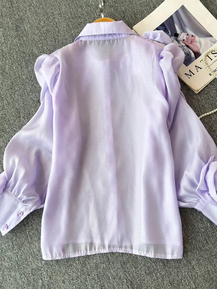 na plisowana koszula w kwiaty Femme 2024 рання весна корейские простые универсальные милые