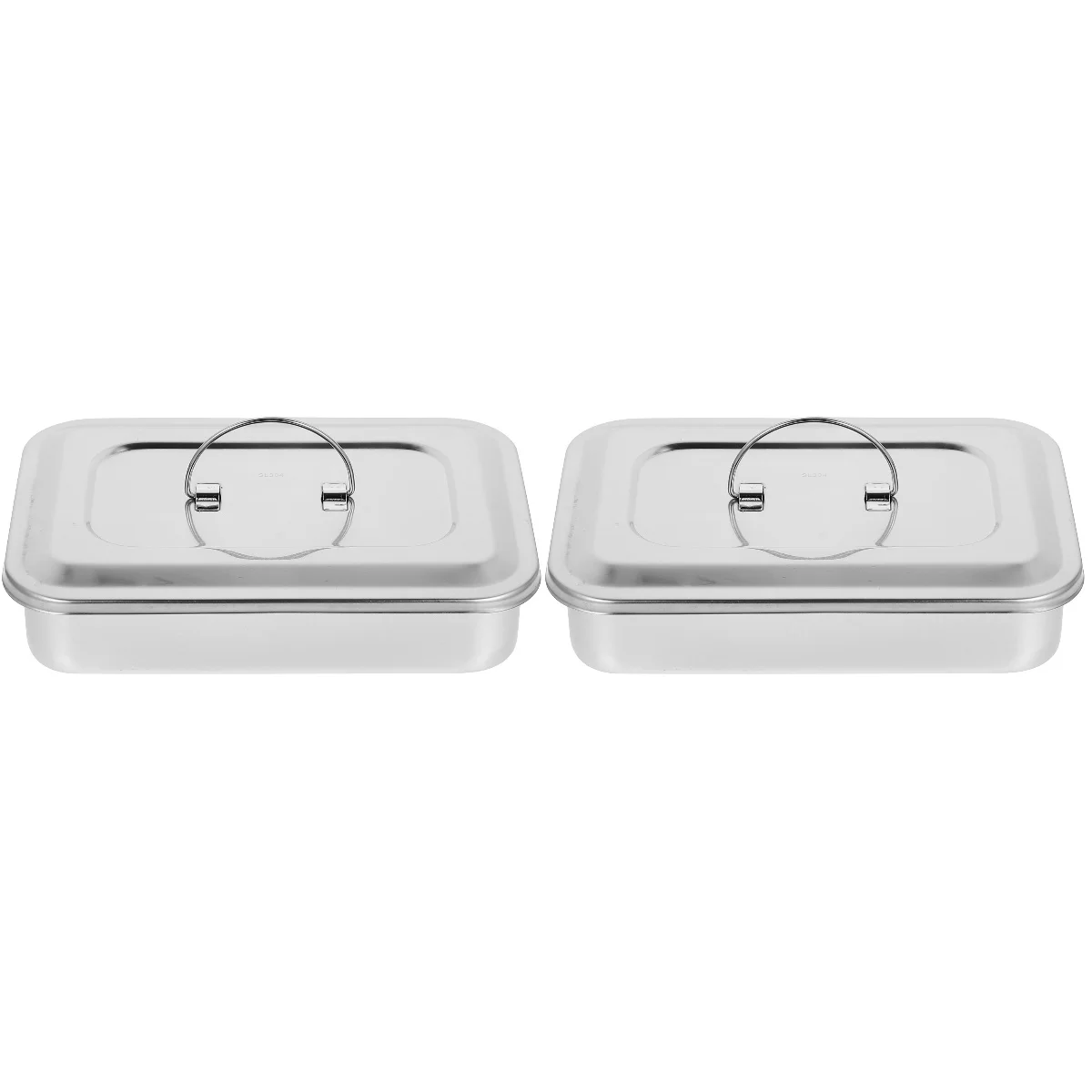 

2 Count Stainless Steel Box Serving Tray Dental Procedure Instrument Plates Puncture 304 Medical