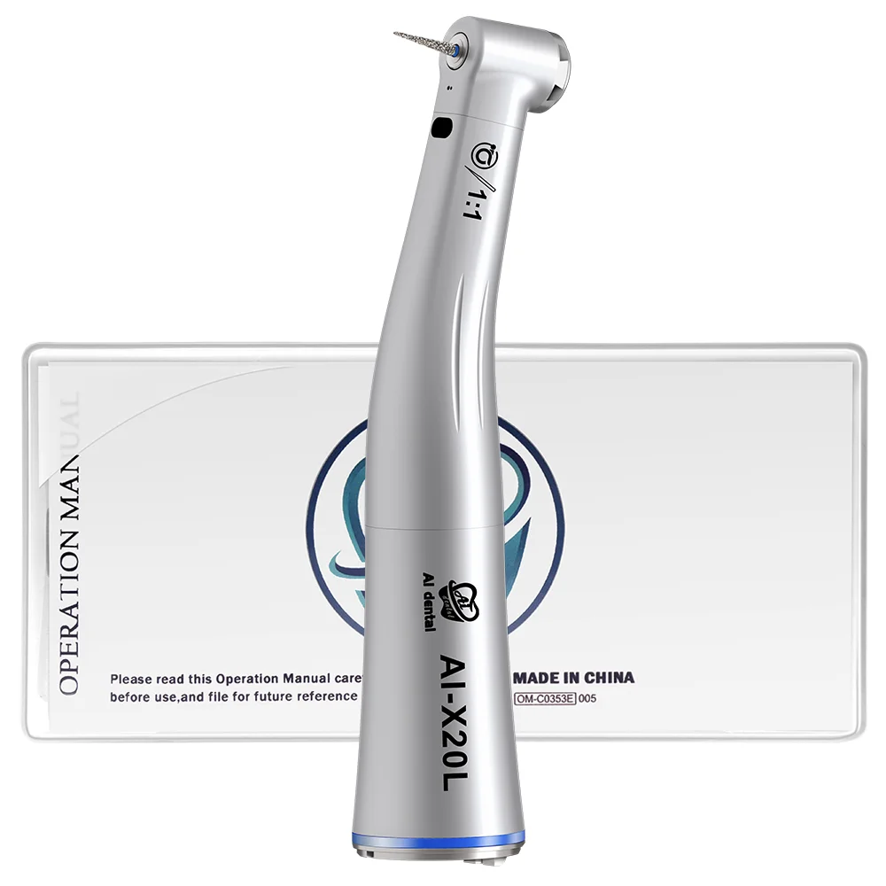 

AI-X20L Electric Micromotor 1:1 FG Bur Fiber Optic Contra Angle Low Speed Dental Handpiece Tools Instrument