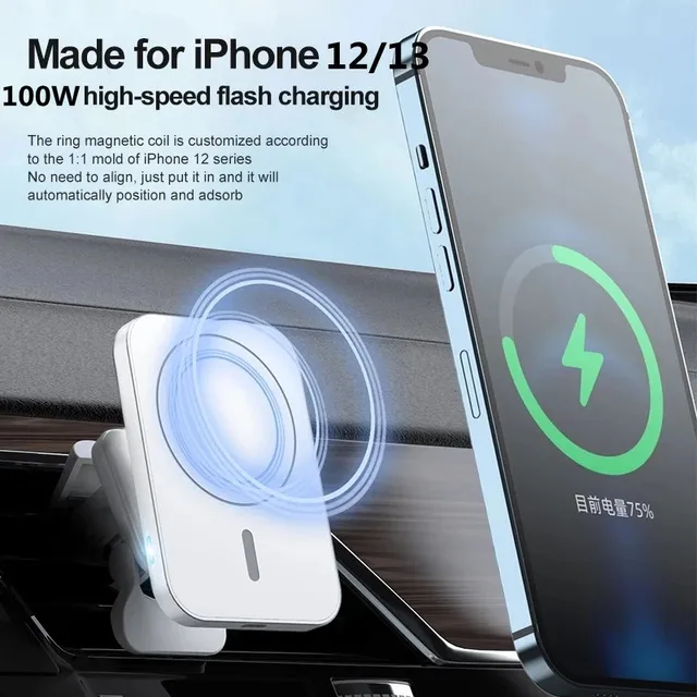 100W Magnetic Car Wireless Chargers Air Vent Phone Holder for iphone 14 13 12 Pro Max Macsafe Charger Fast Charging Station 2
