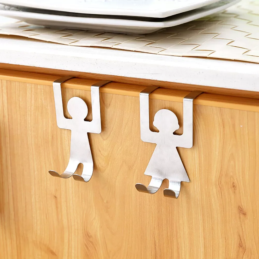 

2023NEW Stainless Steel Cartoon Back Door Hooks Traceless Nail Free Cabinet Storage Hook Self Adhesive Kitchen Wall Door Hook