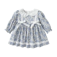 2022 new floral summer dress for girls flower puff sleeve french style dresses children kids cotton party birthday princess 0 4y