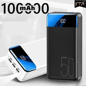 100000mAh Power Bank  Portable Fast Charging PowerBank 3 USB PoverBank External Battery Charger For  in India