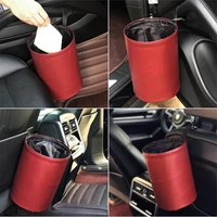car trash can foldable leather leak proof waterproof ashbin car dust bin bucket garbage container pocket auto clean accessories