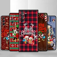 for samsung galaxy s22 ultra s20 fe s21 plus note 20 10 9 s10 s9 black phone case shockproof funda merry christmas mickey mouse