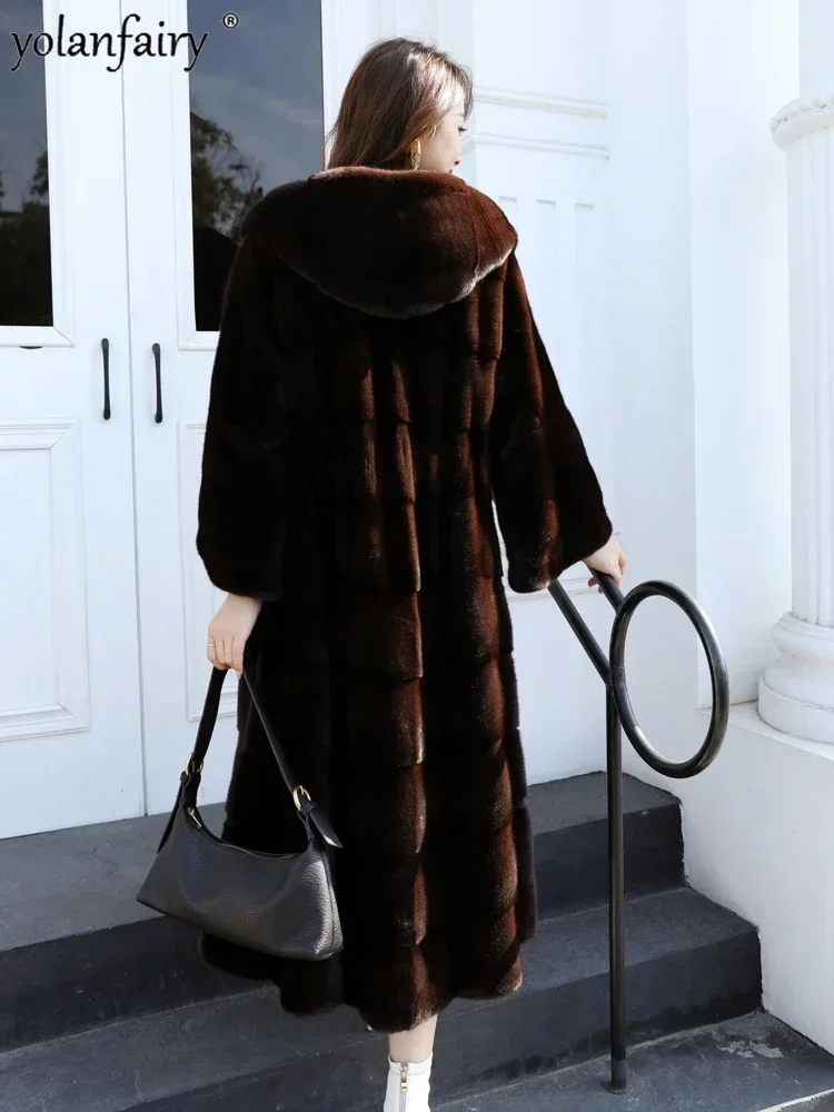 Шуба из натуральной норки Женская длинная шуба цельной и куртки для женщин