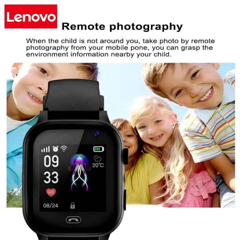 Фото Детские умные часы Lenovo, 4G, Wi-Fi, GPS, SOS, местоположение, видеовызов, аналоговая карта, водонепроницаемые часы с камерой, обновление для мальчиков и девочек, новые часы №2