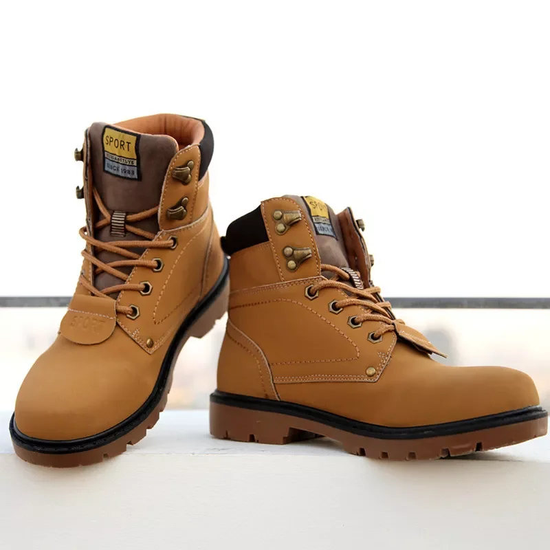 

Men's Boots Autumn Winter Warm Snow Boots Men Casual Shoes High Quality Plush Outdoor Work Sneakers Leather Ankle Boots for Male
