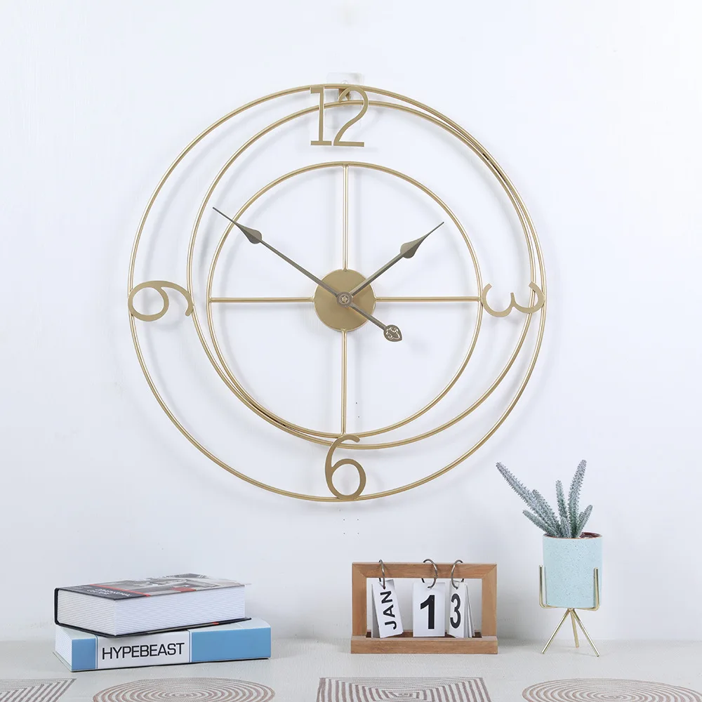 

ZGXTM Modern Minimalist Digital Large Wall Clocks Iron Art Golden Creative Wall Clock Art Decorative Clocks High Quality
