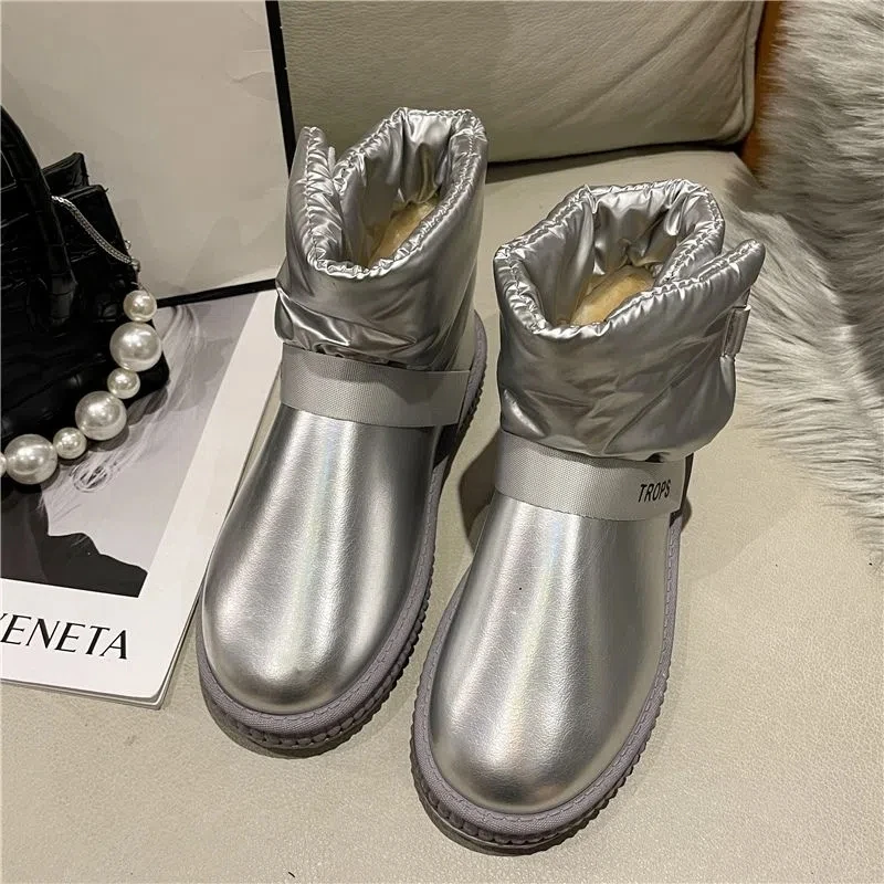 Купи Women Cotton Boots Shoes Winter Waterproof Outdoor Plush Warm Comfy Cotton Booties Female Woman Trendy Non-slips Ankle Boots за 858 рублей в магазине AliExpress