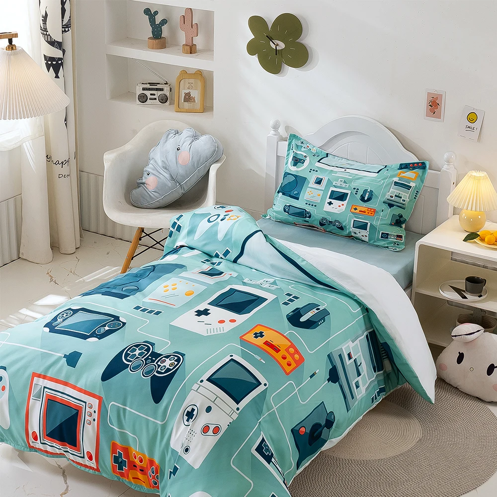 

Video Game Games Bedding Set Twin Boys Gamer Duvet Cover Set for Kids Microfiber Dinosaur Comforter Cover Set Bedcloth for Teens
