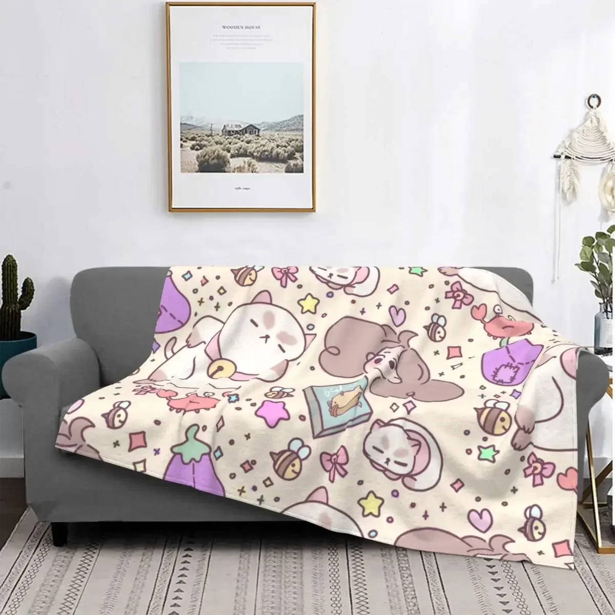 

Фланелевое Одеяло с пчелами и пуппиками, забавное одеяло для дома, гостиницы, дивана, плюшевое тонкое одеяло