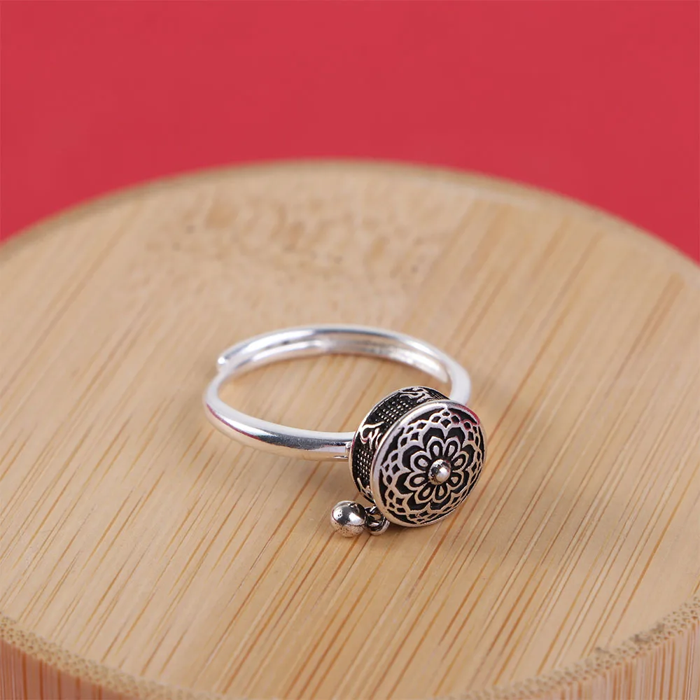 Женское кольцо в этническом стиле вращающийся Амулет из тибетского серебра
