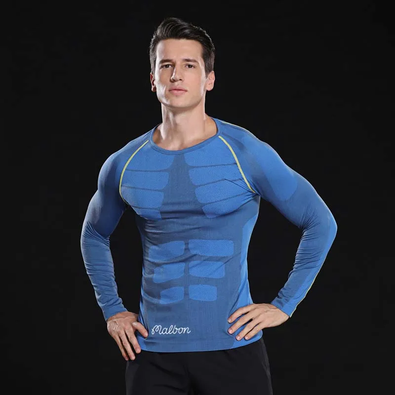 Men Spring Autumn Malbon Long Sleeve Men's T-Shirt Sports Quick Drying Shirt Running Golf Bottom Tight Lightweight  Fitness Gym