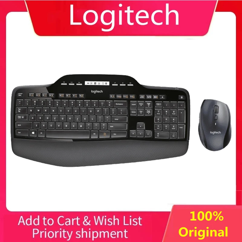 

Logitech MK710 Wireless Keyboard Mouse Combo Set 2.4GHz Wireless Ergonomic Optical Mice LCD Control Panel 100% Original