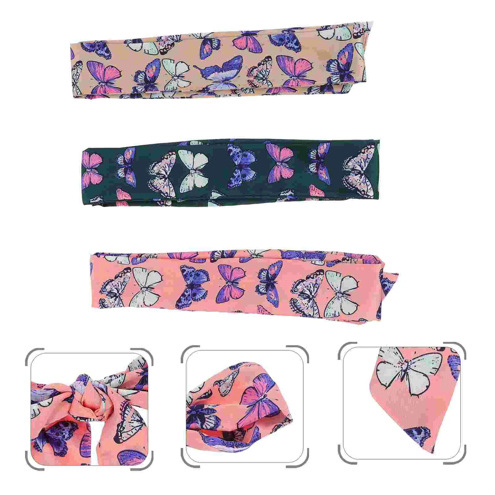 

3pcs Hair Holder Bandana Hair Ribbon Hair Scarf Hair Tie Wrist Band Neck Scarf