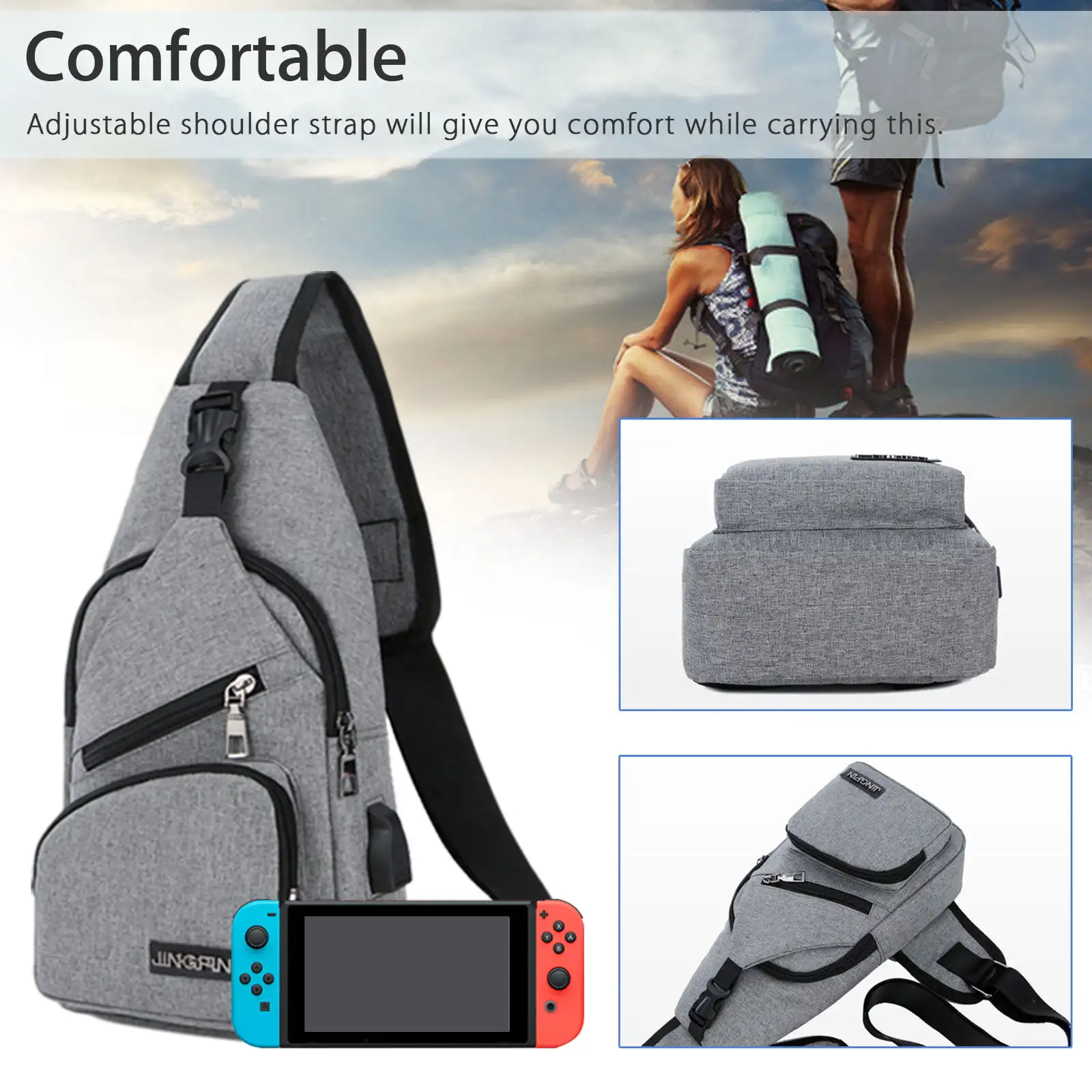 Multipurpose Small Outdoor Chest Sling Shoulder Crossbody Backpack Bag Ultra-Lightweight Waterproof Nylon Hiking Cycling Camping