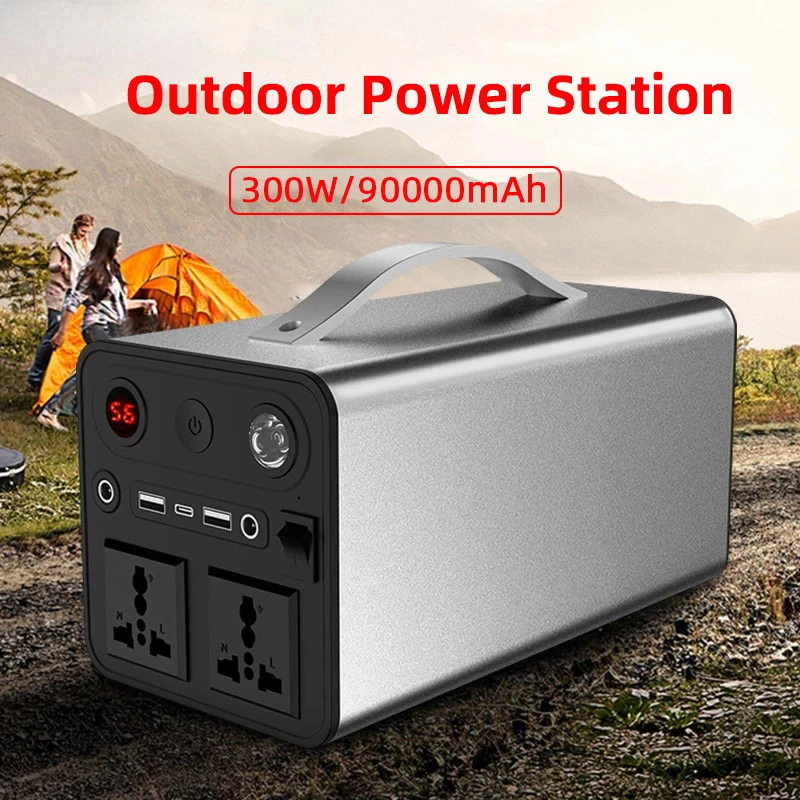 

900000mAh Solar Generator Power Supply Station 300W Portable Auxiliary Battery Power Bank Inverter USB C PD for Outdoor Camping