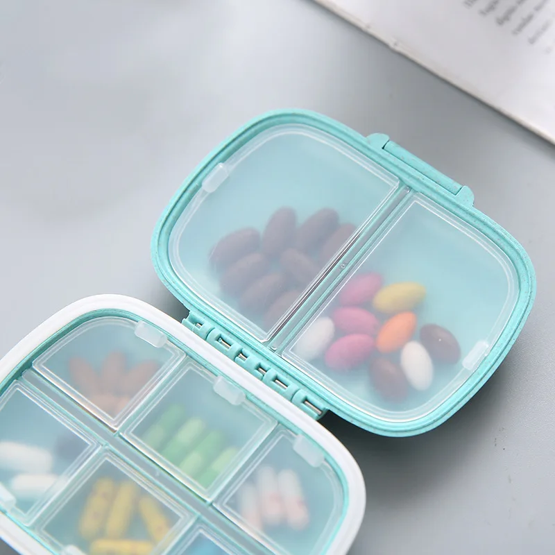 

Portable 8-grid Sealed Medicine Box, Moisture-proof One-week Pill Box, Packaging Storage Wheat Medicine Box