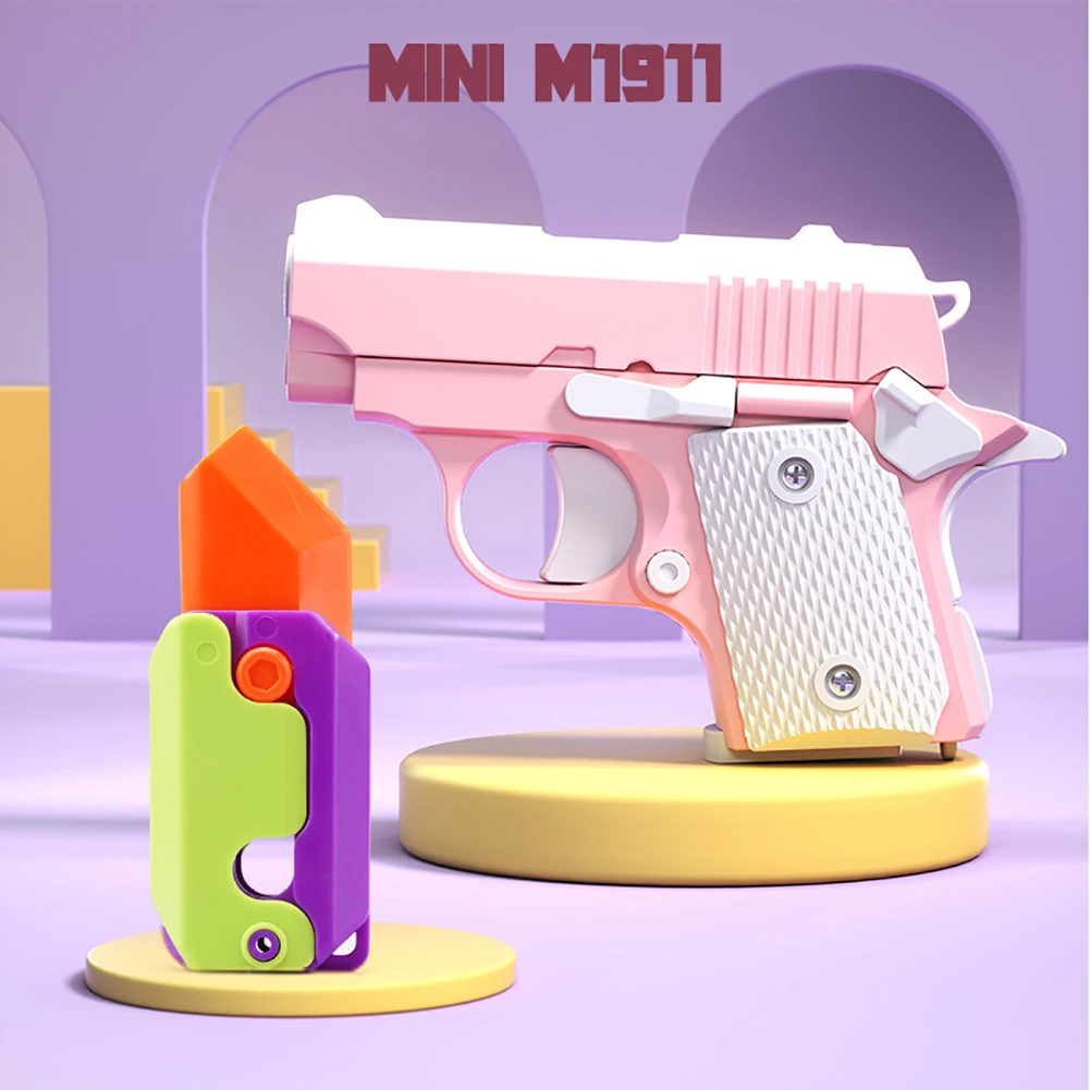 

3D Gravity Knife Carrot Knife Decompression Push Card Small Toy Jump Mini Toy Gun Non-firing Kids Stress Relief Toy Christmas Gi