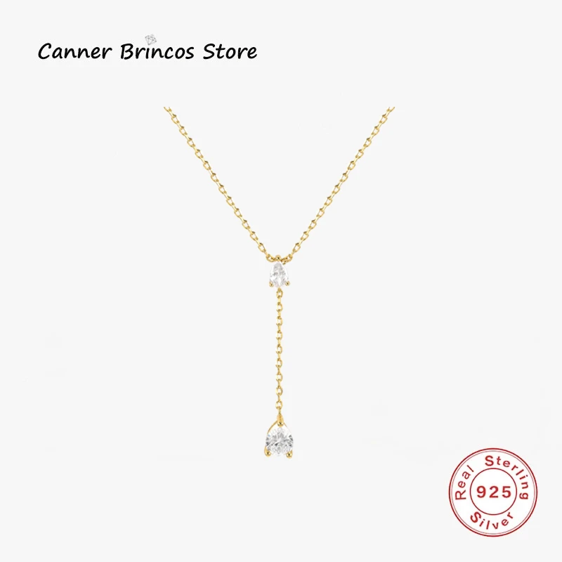 

CANNER Colgante Collier Joyeria Real 925 Silver Water Drop Cubic Zirconia Choker Necklace For Women Joyeria Fina Para Mujer