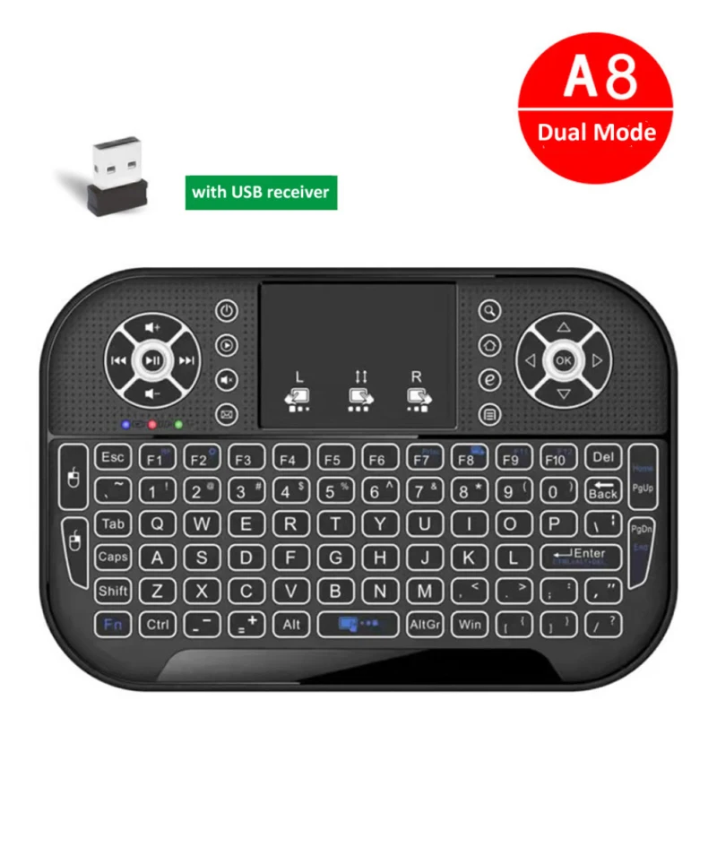 A8 Mini 2.4G Keyboard Backlight Bluetooth Air Mouse Wireless