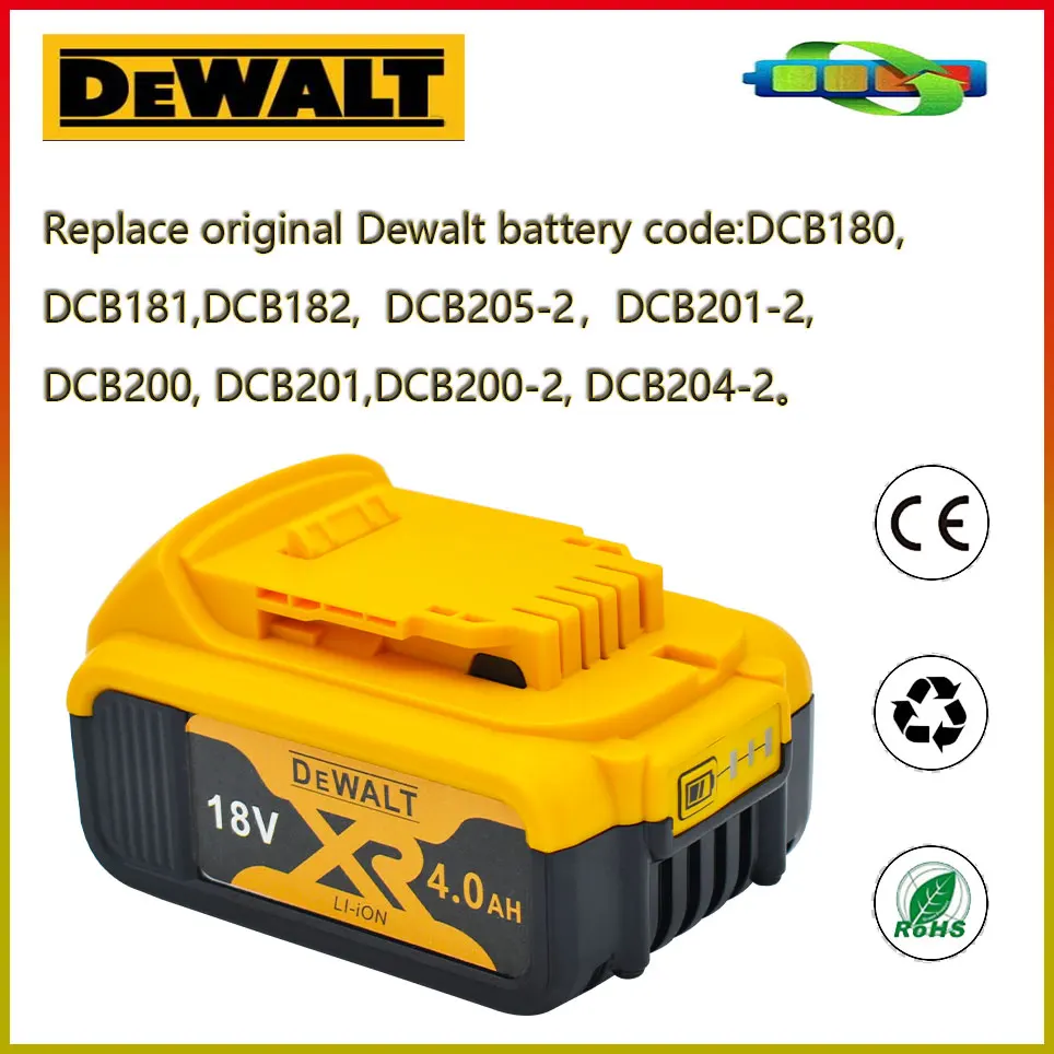 

100% Original DeWalt 18V 4.0AH for DeWalt rechargeable power tools battery with LED Li-Ion replacement DCB200 DCB205 DCB204-2