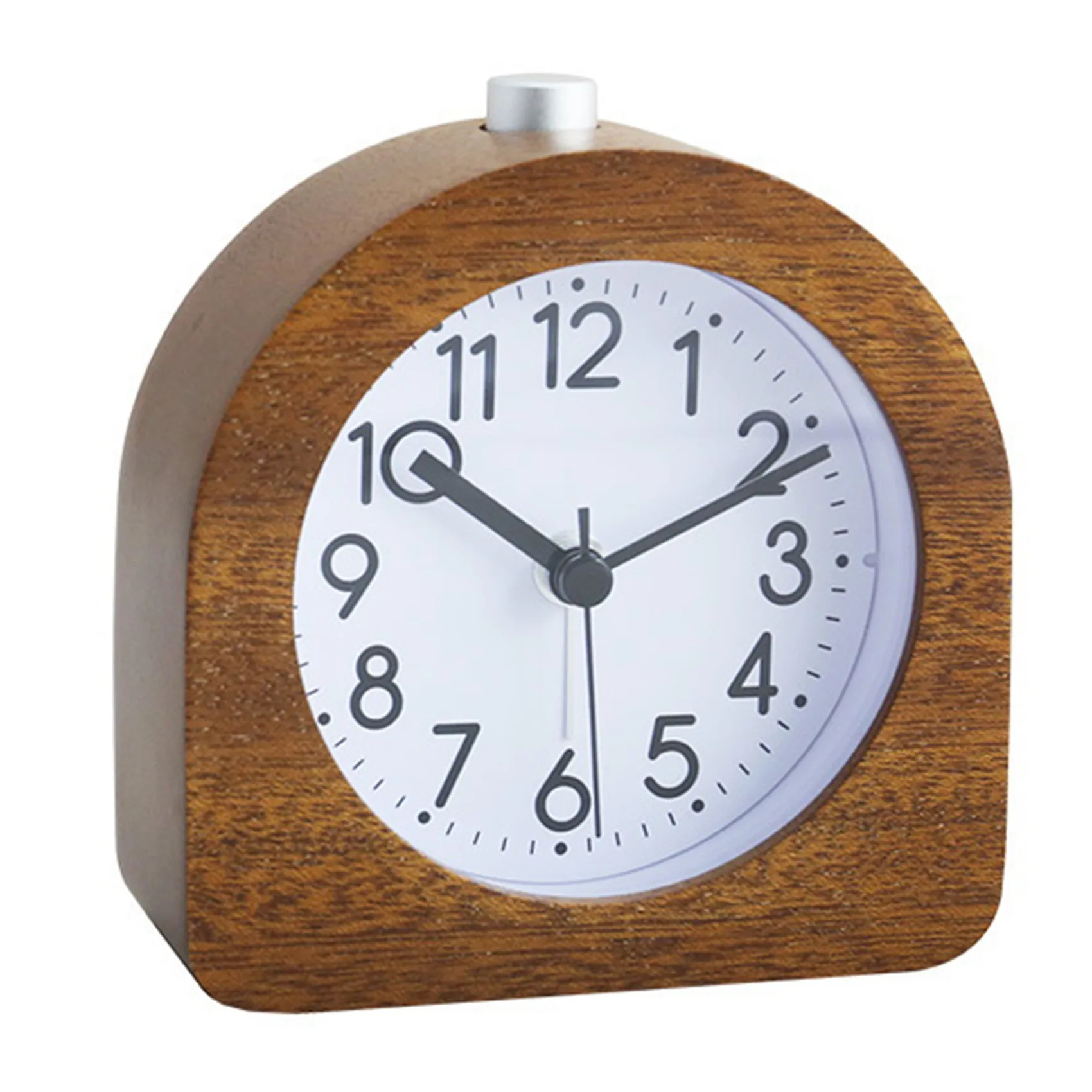 Without Ticking Retro Wooden Alarm Clock With Dial Alarm Light Quiet Table Clock With Snooze Function A