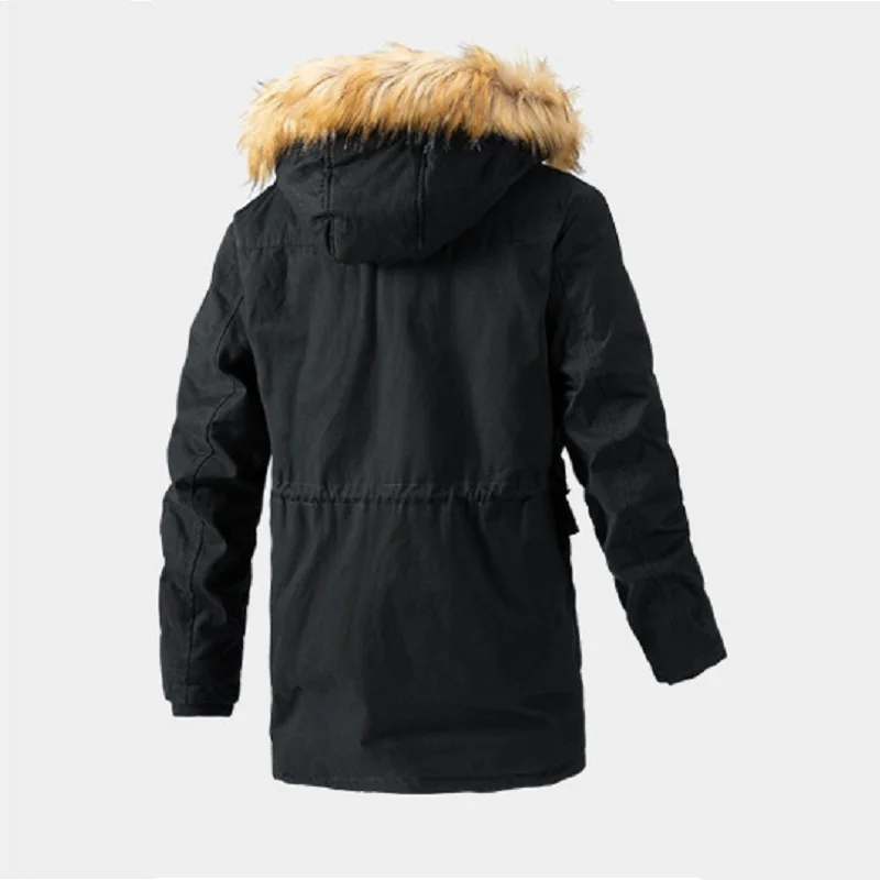 Mid-length Winter Coat Men's 2022 Fashion Detachable Hooded Slim Fit Parkas  Outdoor Thickening Plus Velvet Warm Coats