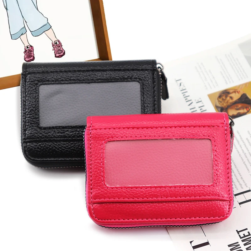 

Fashion Ladies Card Holder Double Zipper Large Capacity Female ID Card Holder Holder Wallet Card Holder